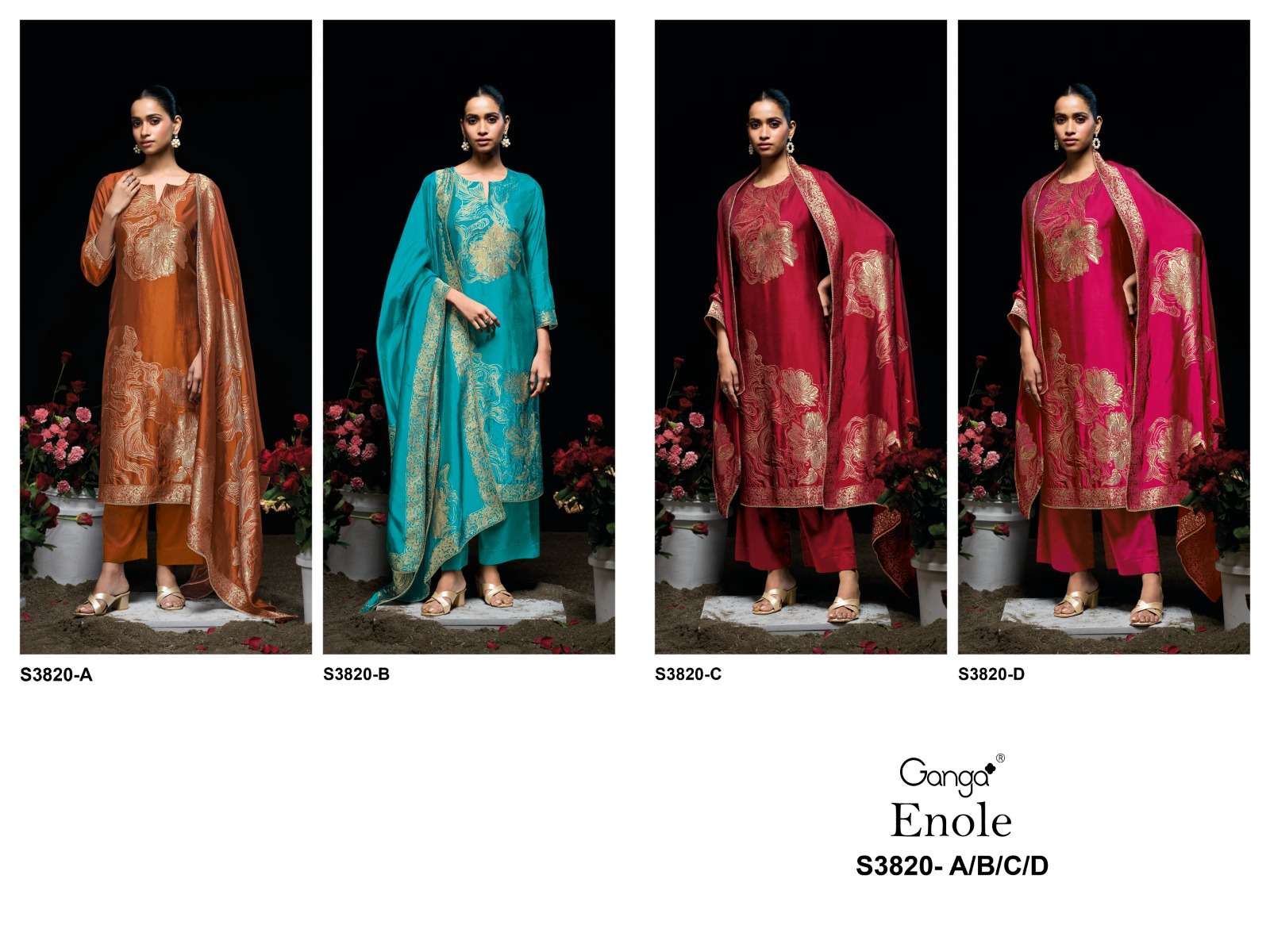 Ganga Fashion Enole 3820 Pure Viscose Woven Silk Jacquard Designer Dress Material