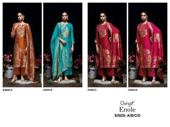 Ganga Fashion Enole 3820 Pure Viscose Woven Silk Jacquard Designer Dress Material