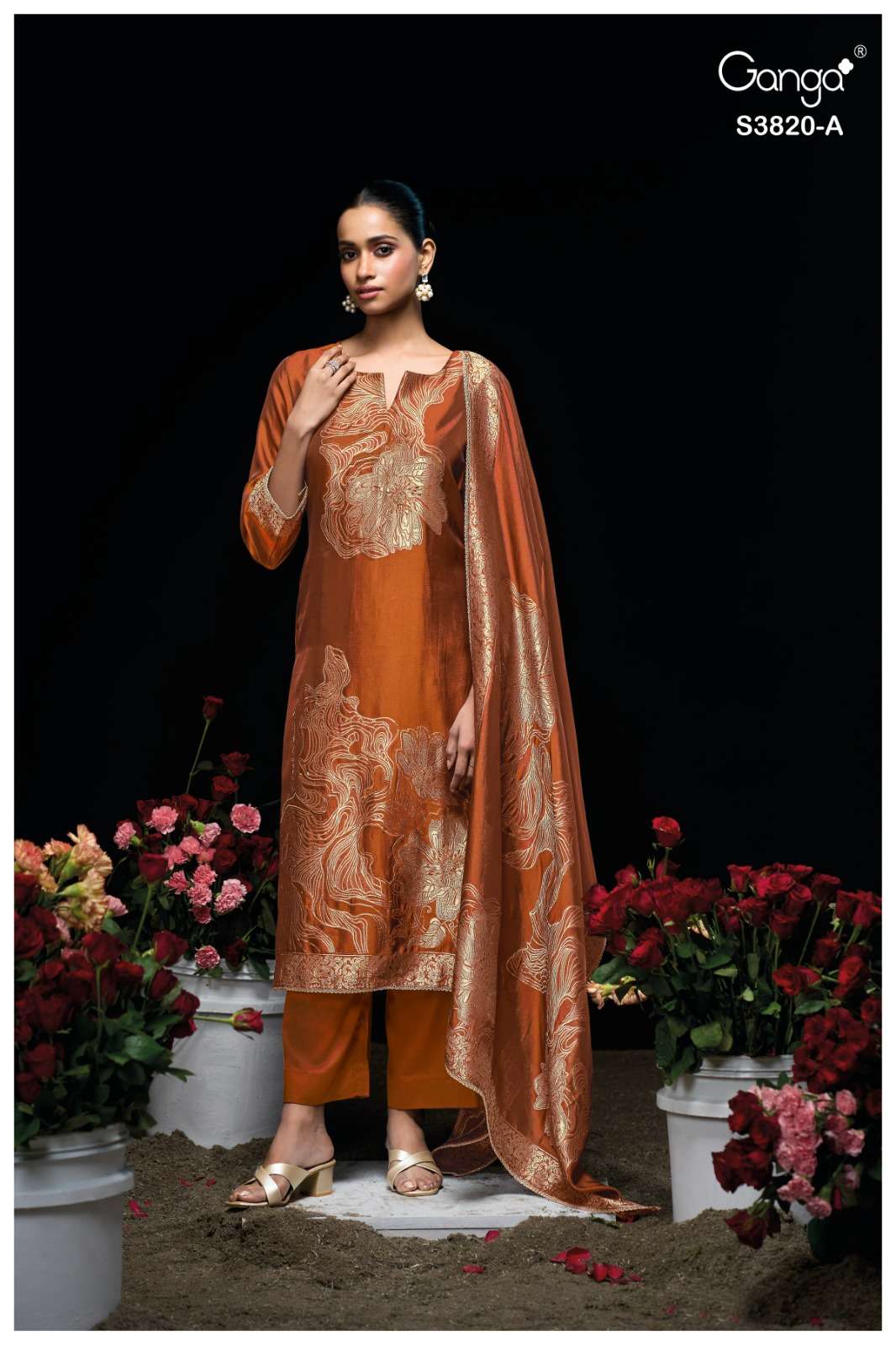 Ganga Fashion Enole 3820 Pure Viscose Woven Silk Jacquard Designer Dress Material