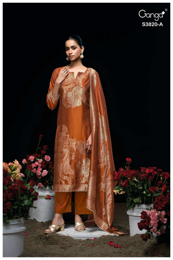Ganga Fashion Enole 3820 Pure Viscose Woven Silk Jacquard Designer Dress Material