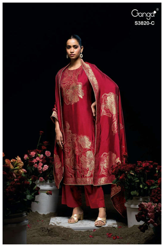 Ganga Fashion Enole 3820 Pure Viscose Woven Silk Jacquard Designer Dress Material