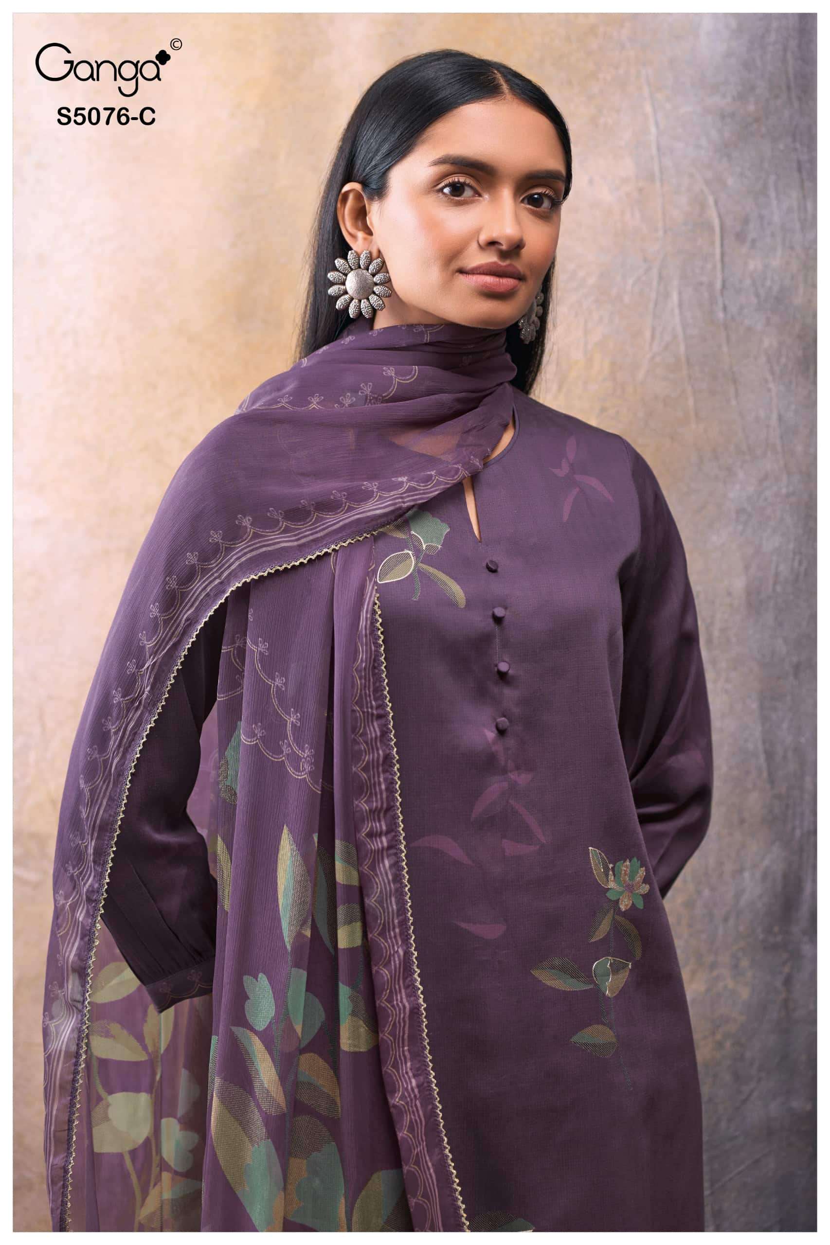 Ganga Fashion Evelia 5076 Premium Cotton Satin Dress Material