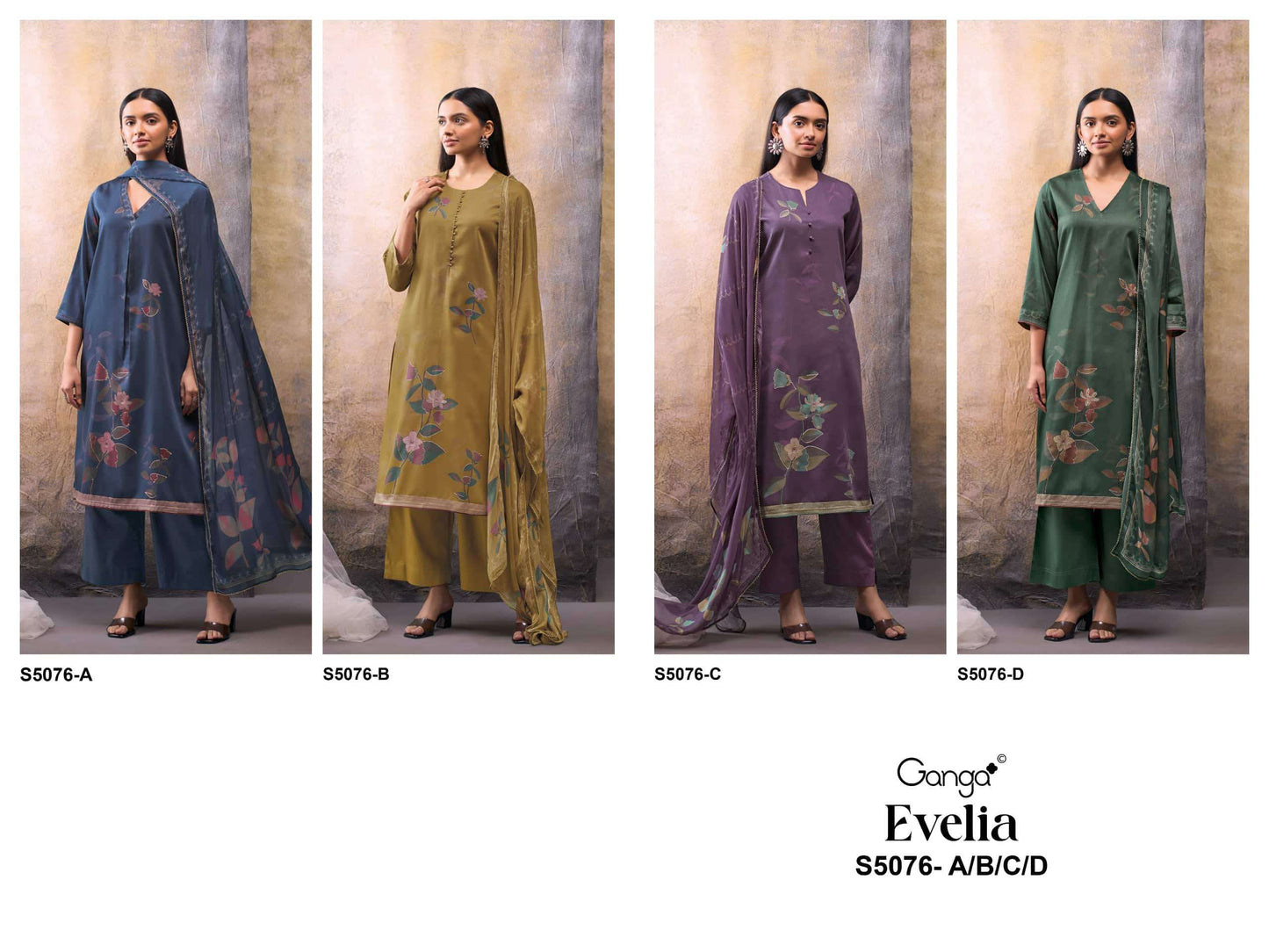 Ganga Fashion Evelia 5076 Premium Cotton Satin Dress Material
