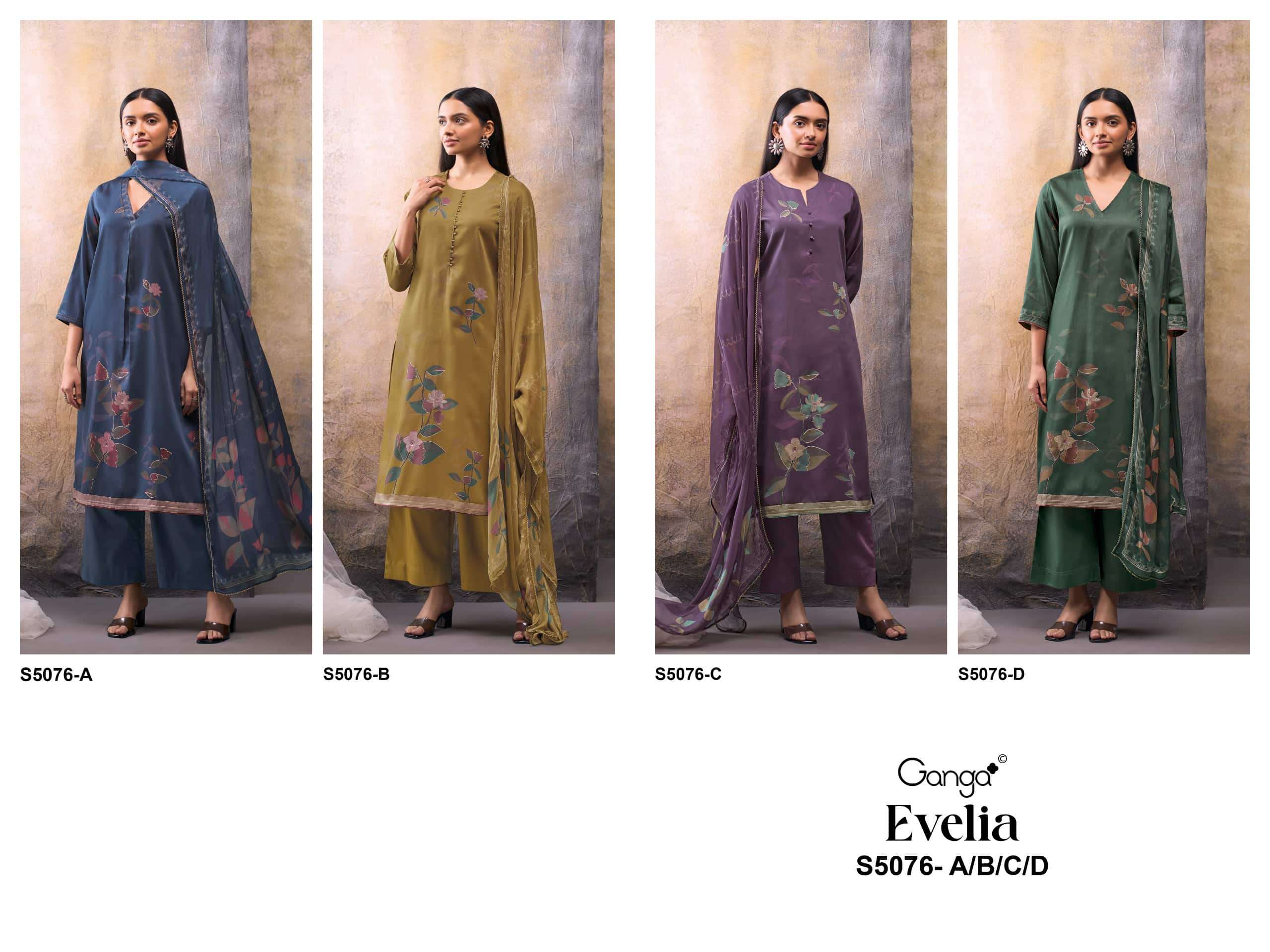 Ganga Fashion Evelia 5076 Premium Cotton Satin Dress Material