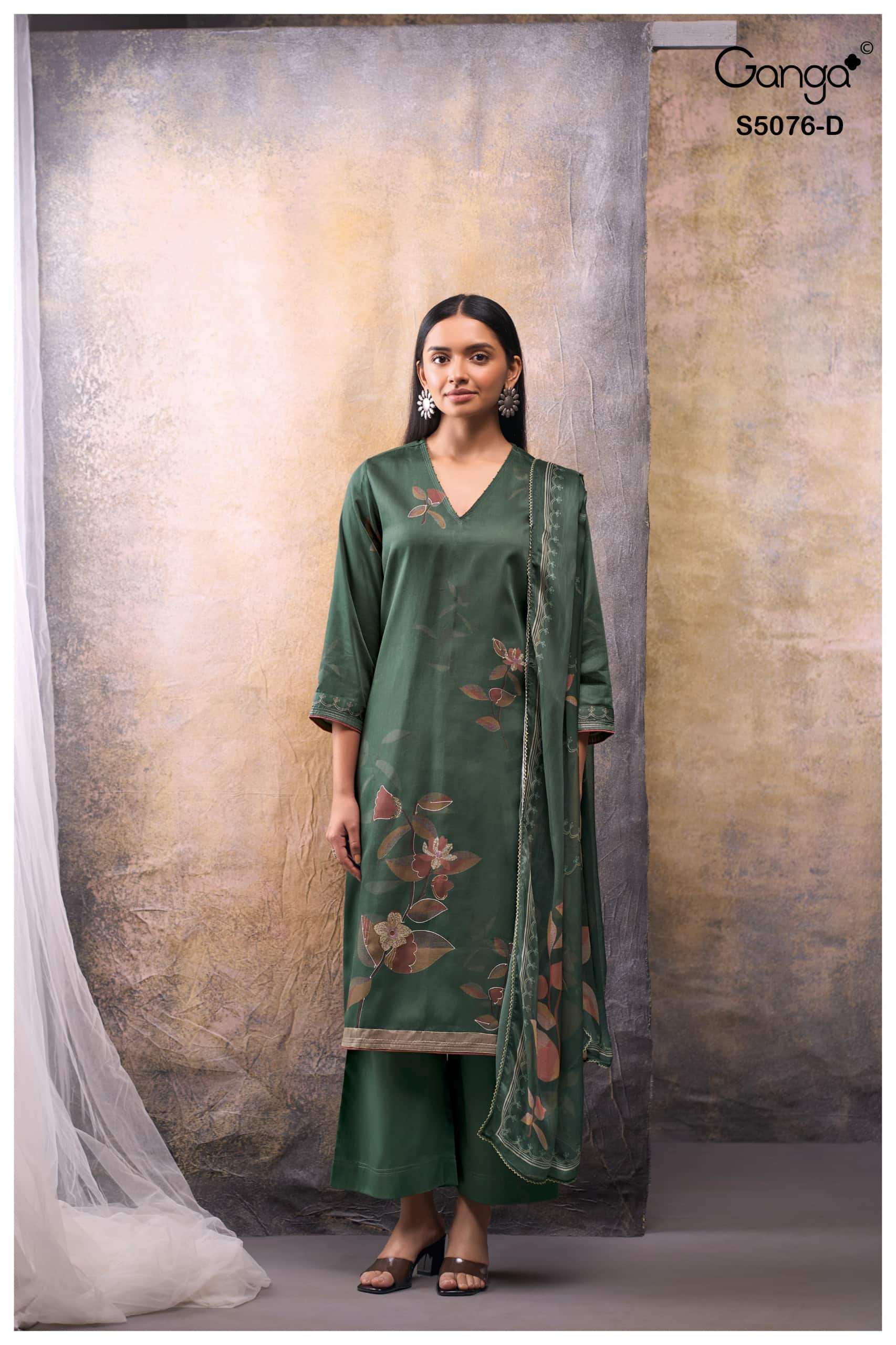 Ganga Fashion Evelia 5076 Premium Cotton Satin Dress Material