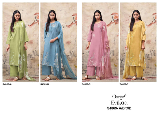Ganga Fashion Evikaa 4869 Premium Cotton Satin Dress Material - Amrah Wholesale