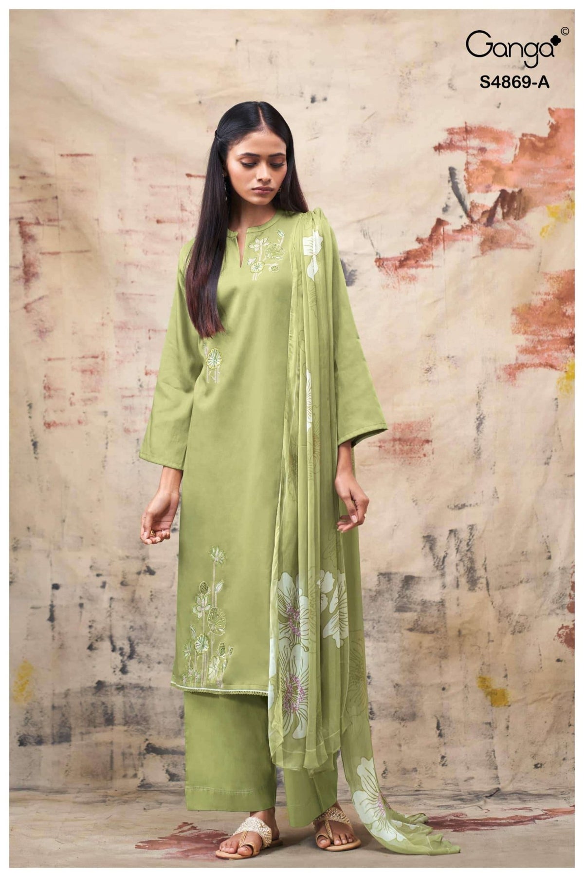 Ganga Fashion Evikaa 4869 Premium Cotton Satin Dress Material - Amrah Wholesale