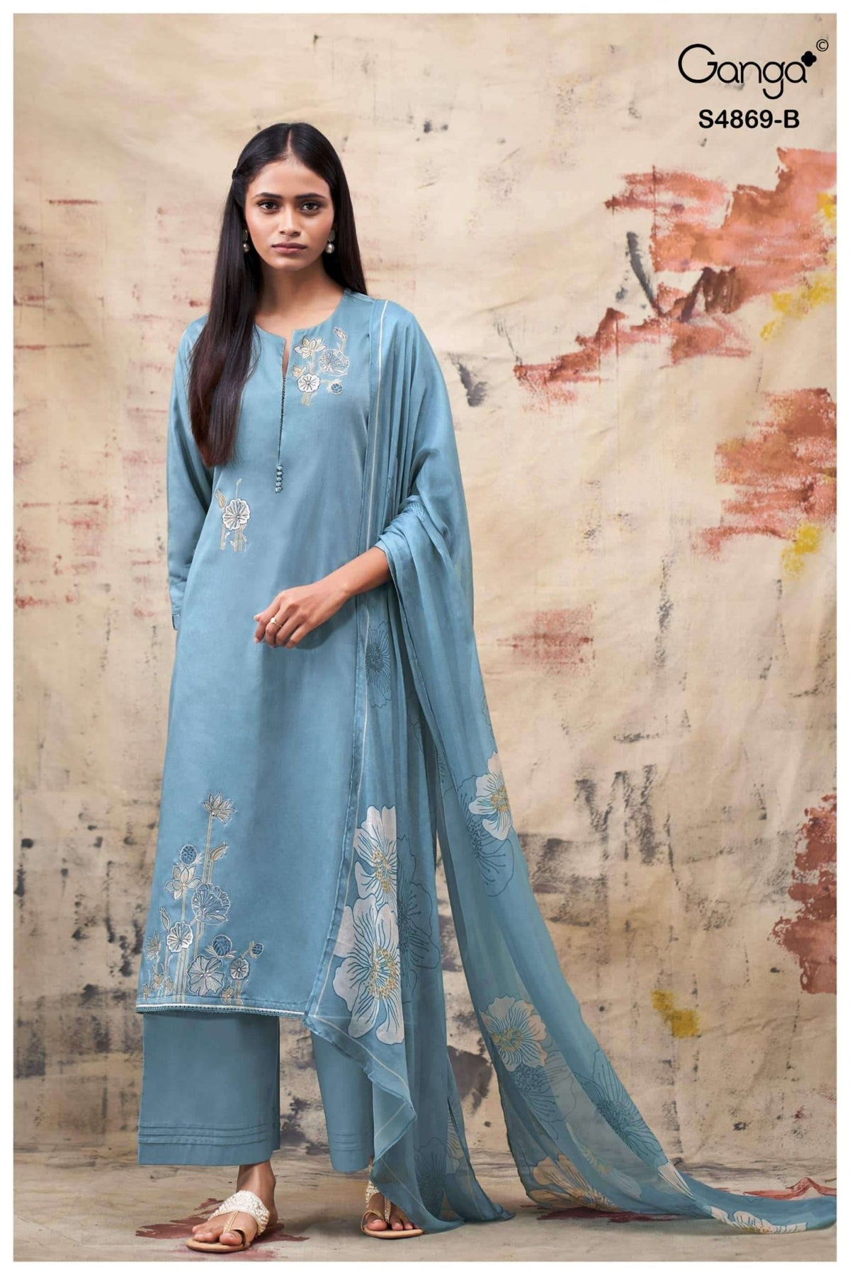 Ganga Fashion Evikaa 4869 Premium Cotton Satin Dress Material - Amrah Wholesale