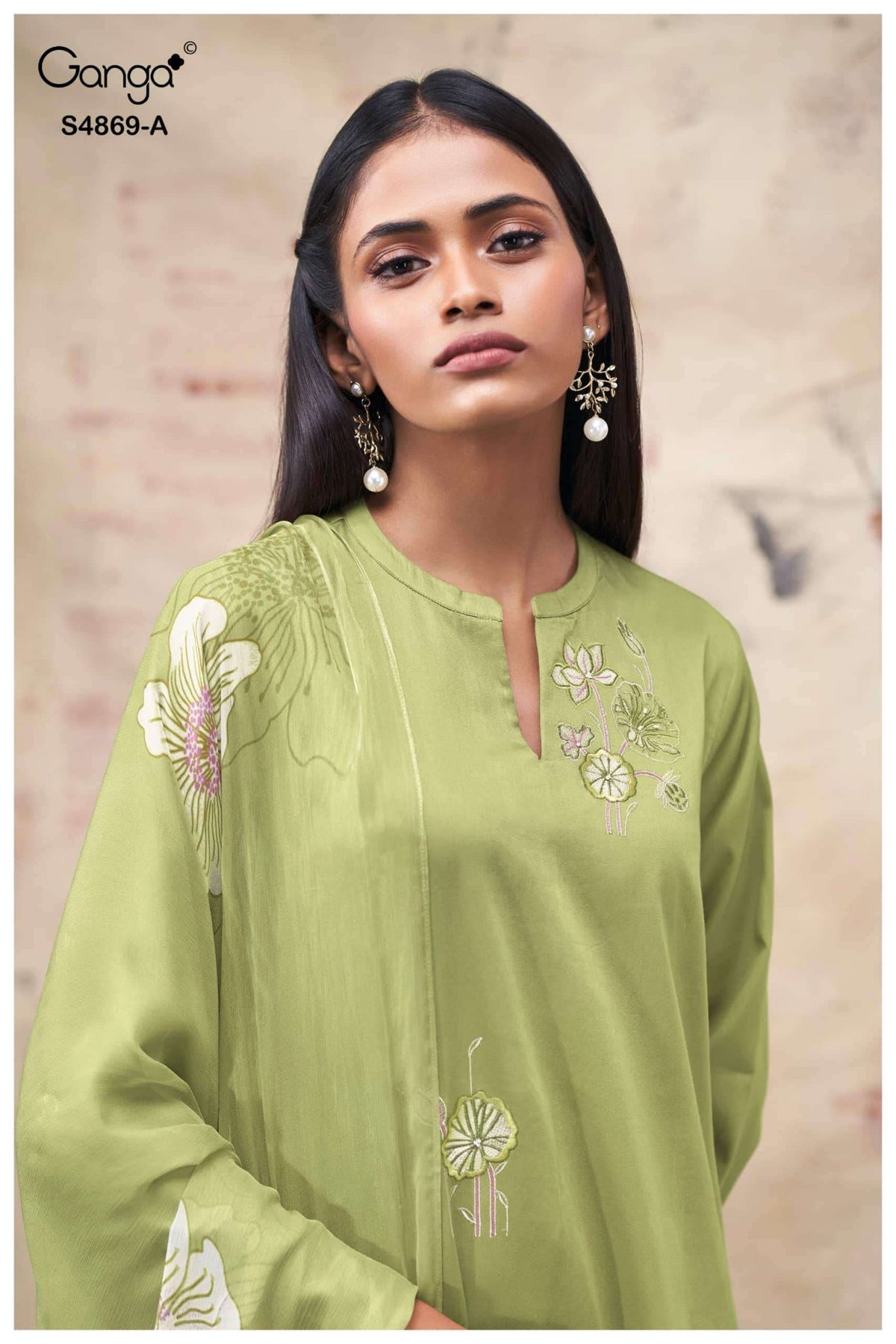 Ganga Fashion Evikaa 4869 Premium Cotton Satin Dress Material - Amrah Wholesale