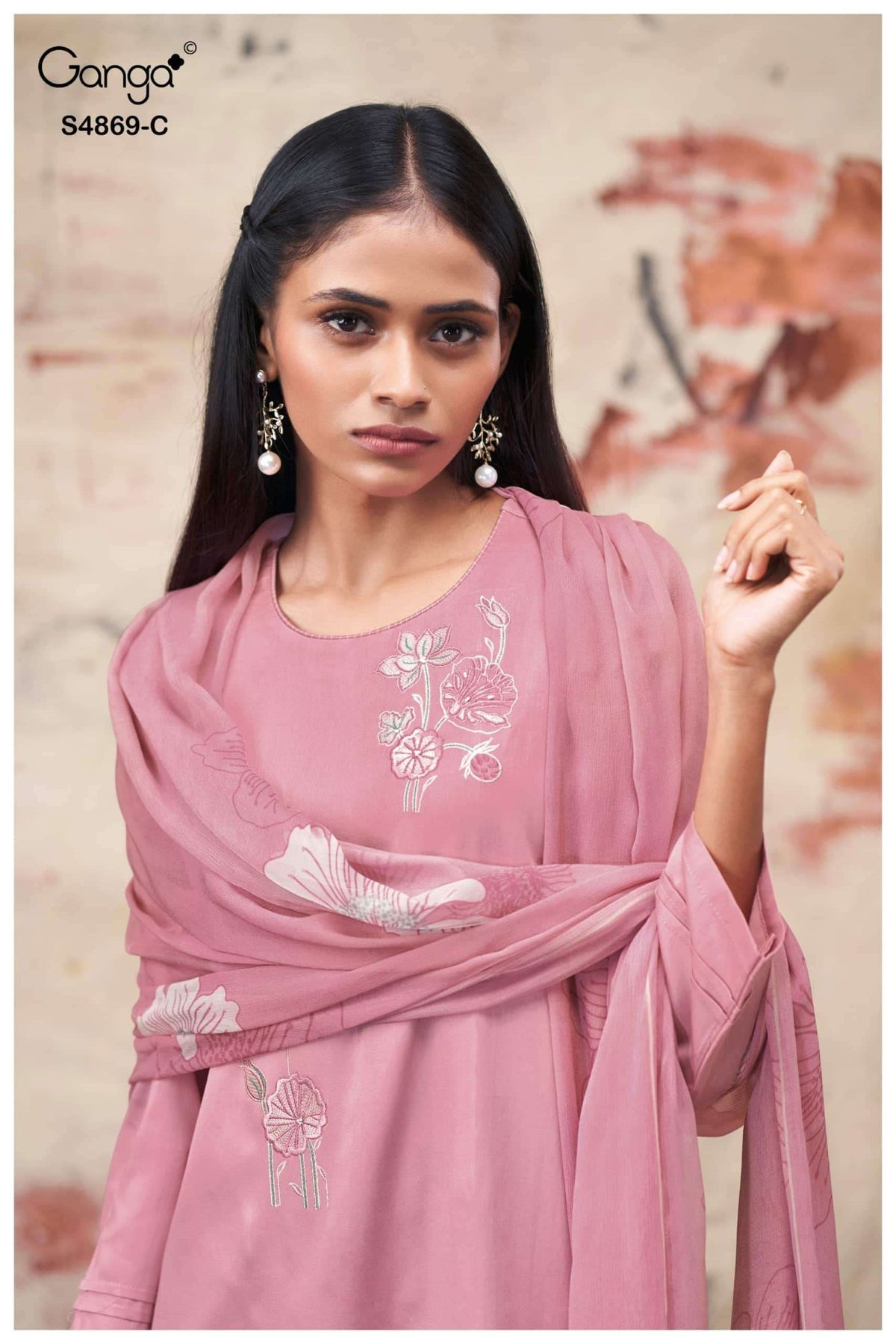 Ganga Fashion Evikaa 4869 Premium Cotton Satin Dress Material - Amrah Wholesale