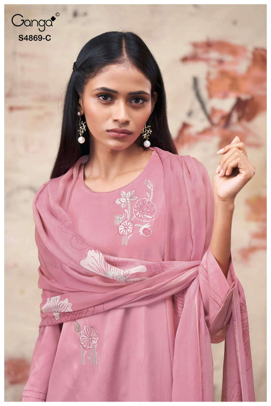 Ganga Fashion Evikaa 4869 Premium Cotton Satin Dress Material - Amrah Wholesale