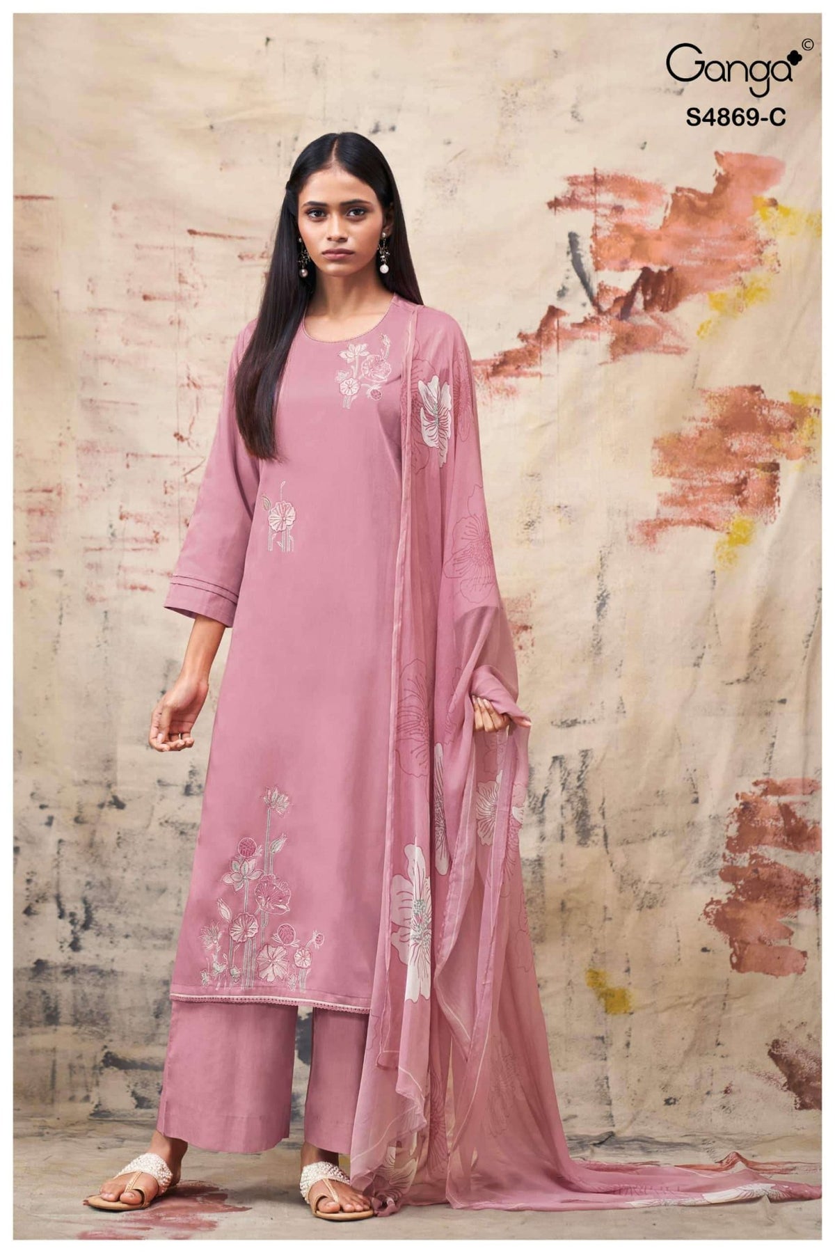 Ganga Fashion Evikaa 4869 Premium Cotton Satin Dress Material - Amrah Wholesale