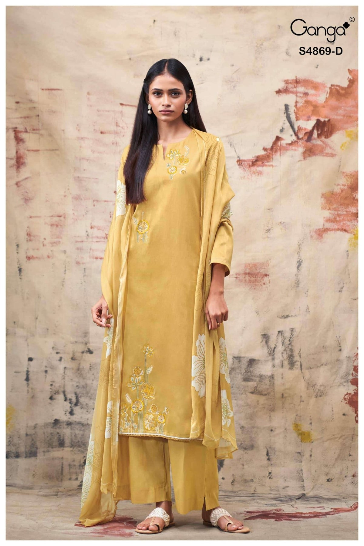 Ganga Fashion Evikaa 4869 Premium Cotton Satin Dress Material - Amrah Wholesale