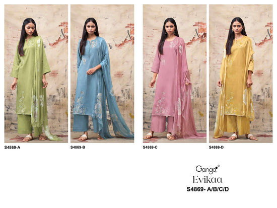 Ganga Fashion Evikaa 4869 Premium Cotton Satin Dress Material