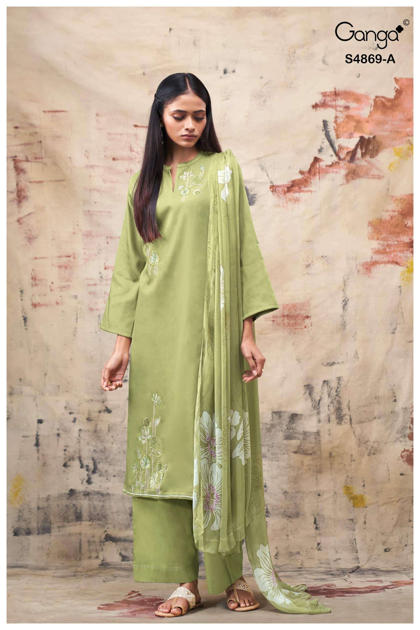 Ganga Fashion Evikaa 4869 Premium Cotton Satin Dress Material