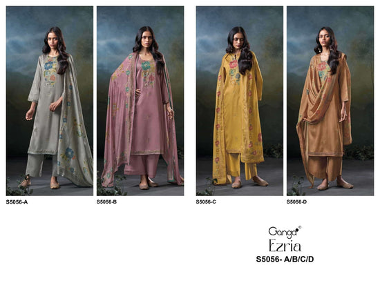 Ganga Fashion Ezira 5056 Premium Cotton Satin Dress Material - Amrah Wholesale