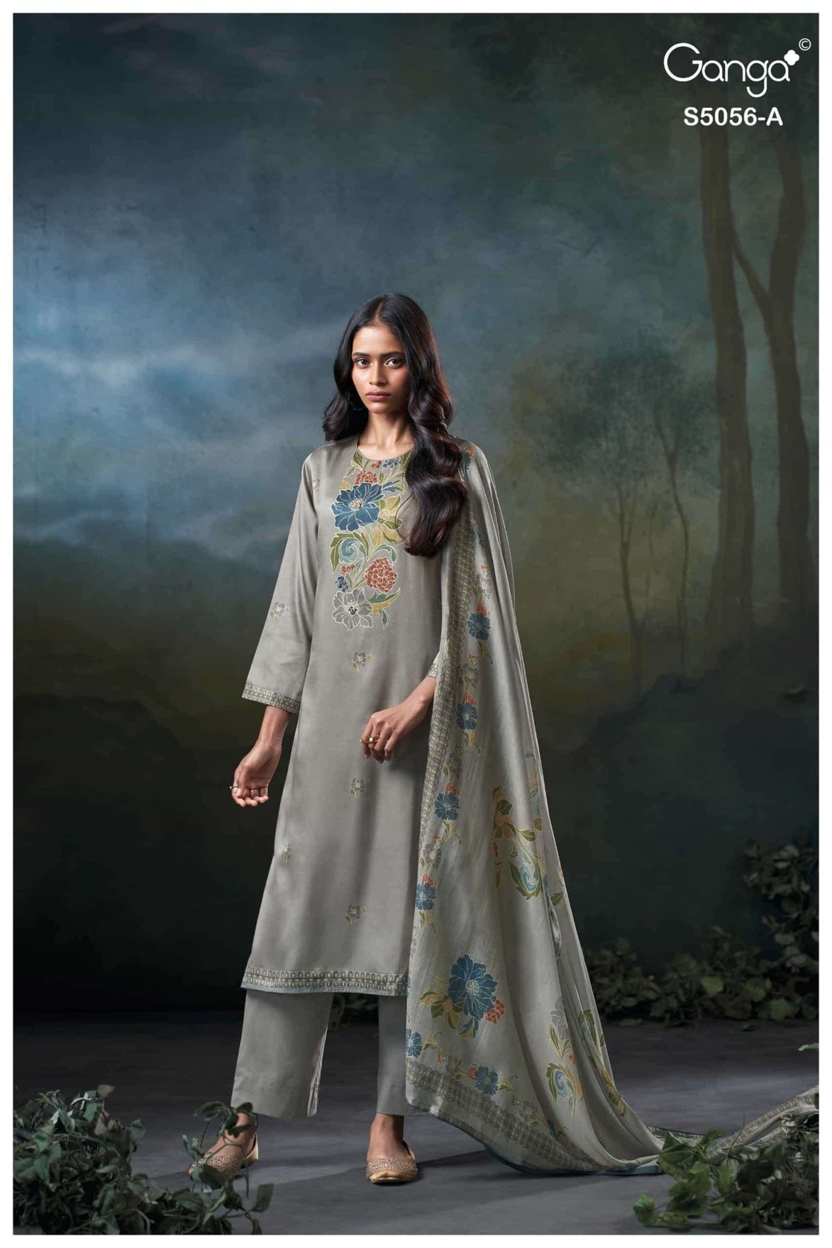 Ganga Fashion Ezira 5056 Premium Cotton Satin Dress Material - Amrah Wholesale