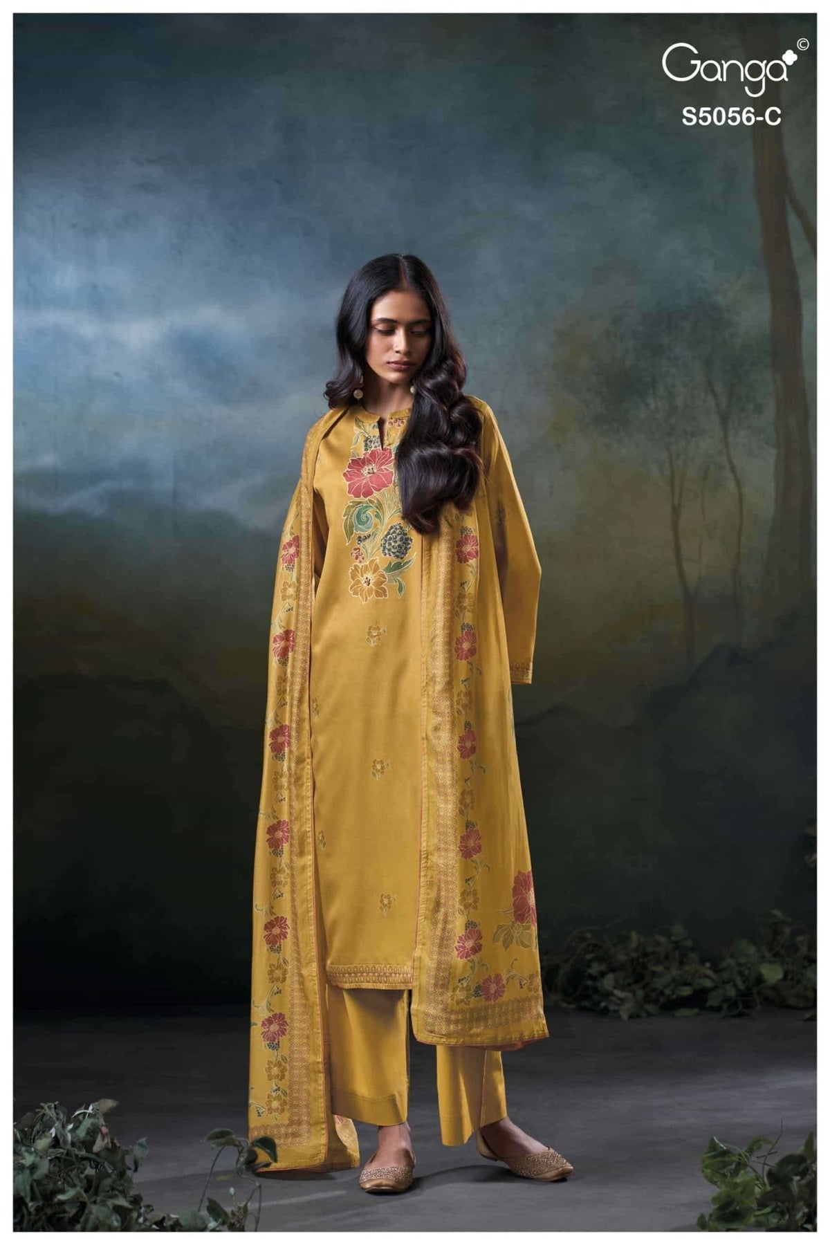 Ganga Fashion Ezira 5056 Premium Cotton Satin Dress Material - Amrah Wholesale