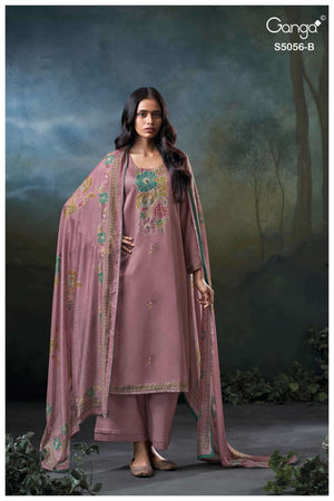 Ganga Fashion Ezira 5056 Premium Cotton Satin Dress Material - Amrah Wholesale