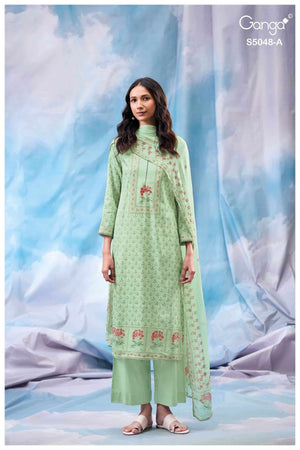 Ganga Fashion Faanvi 5048 Premium Cotton Satin Designer Dress Material - Amrah Wholesale