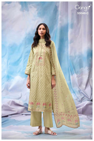 Ganga Fashion Faanvi 5048 Premium Cotton Satin Designer Dress Material - Amrah Wholesale