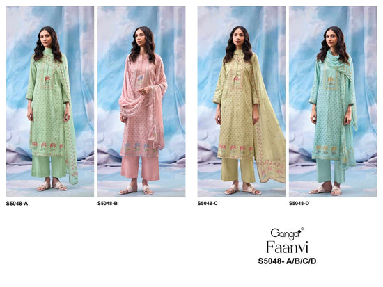 Ganga Fashion Faanvi 5048 Premium Cotton Satin Designer Dress Material - Amrah Wholesale