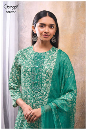 Ganga Fashion Faelyn 5087 Premium Cotton Satin Dress Material - Amrah Wholesale