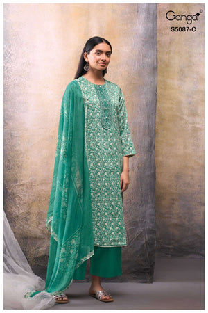 Ganga Fashion Faelyn 5087 Premium Cotton Satin Dress Material - Amrah Wholesale