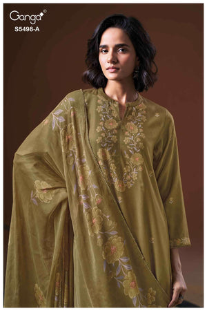 Ganga Fashion Faeza 5498 Pure Wool Pashmina Winter Dress Material
