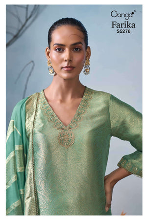 Ganga Fashion Farika 5276 Bemberg Silk Jacquard Unstitched Dress Material