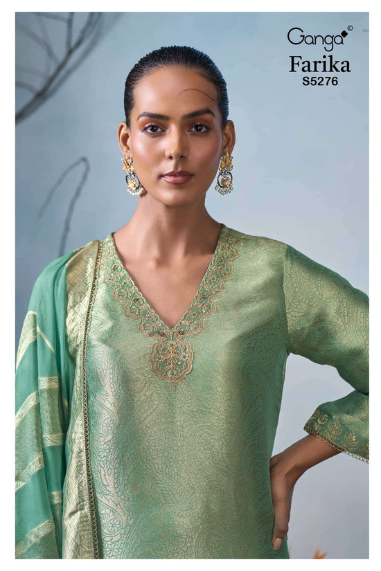 Ganga Fashion Farika 5276 Bemberg Silk Jacquard Unstitched Dress Material