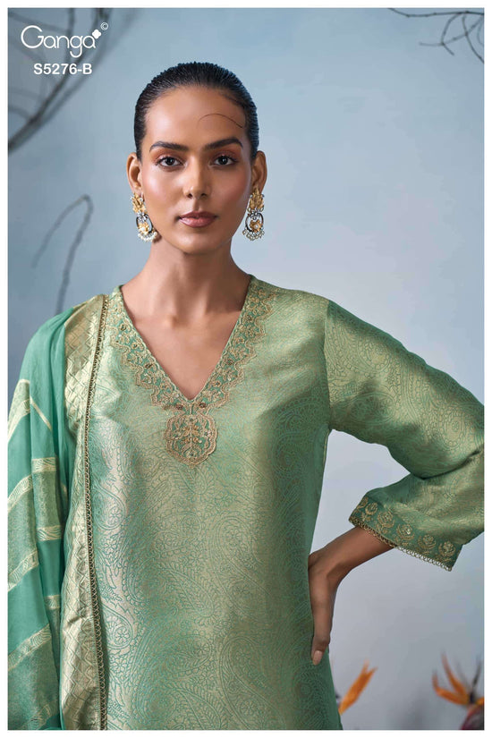 Ganga Fashion Farika 5276 Bemberg Silk Jacquard Unstitched Dress Material