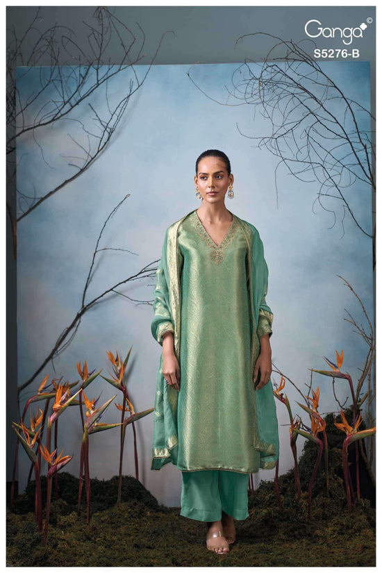 Ganga Fashion Farika 5276 Bemberg Silk Jacquard Unstitched Dress Material
