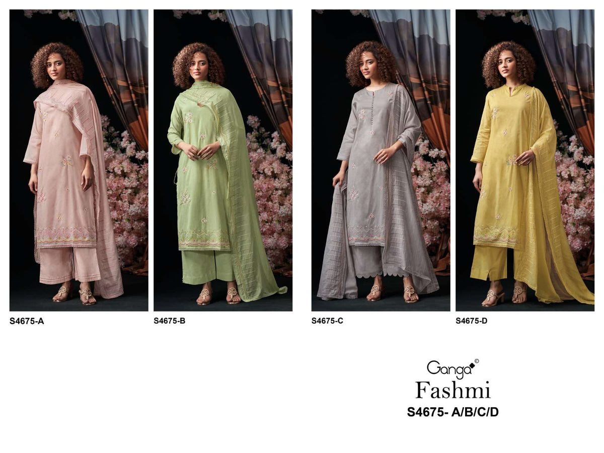 Ganga Fashion Fashmi 4675 Bemberg Mul Dress Material - Amrah Wholesale