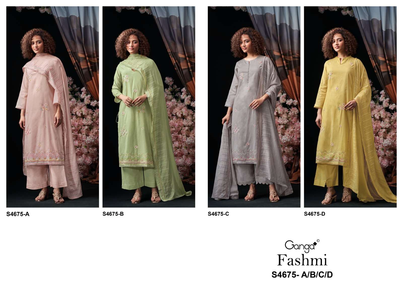 Ganga Fashion Fashmi 4675 Bemberg Mul Dress Material - Amrah Wholesale
