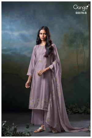Ganga Fashion Fiana 5078 Premium Bemberg Silk Hand Embroidered Dress Material