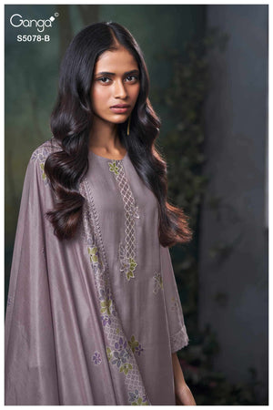 Ganga Fashion Fiana 5078 Premium Bemberg Silk Hand Embroidered Dress Material