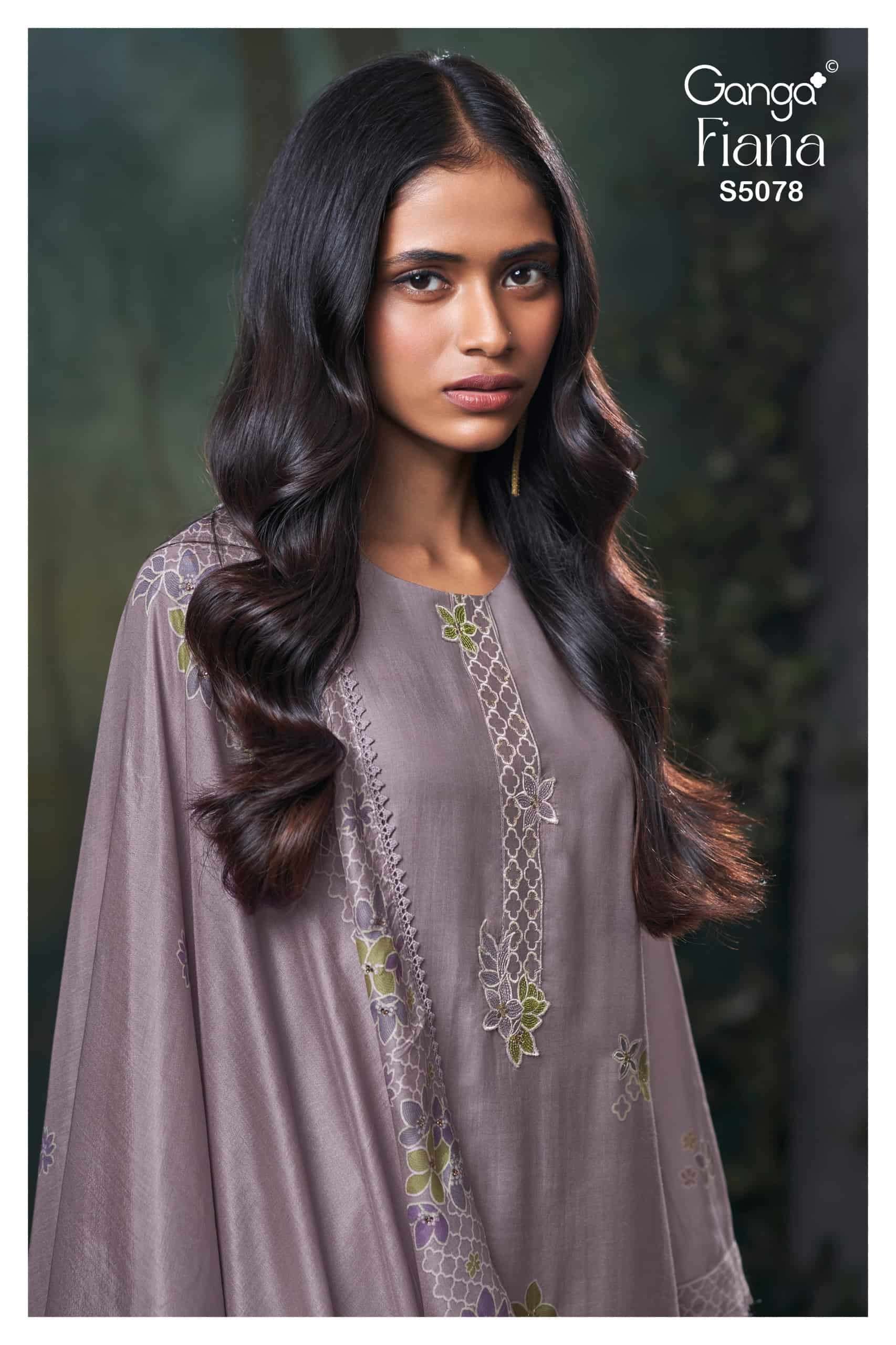 Ganga Fashion Fiana 5078 Premium Bemberg Silk Hand Embroidered Dress Material