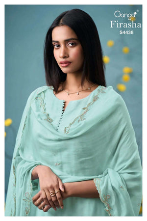 Ganga Fashion Firasha 4438 Pure Bemberg Silk Designer Dress Material - Amrah Wholesale