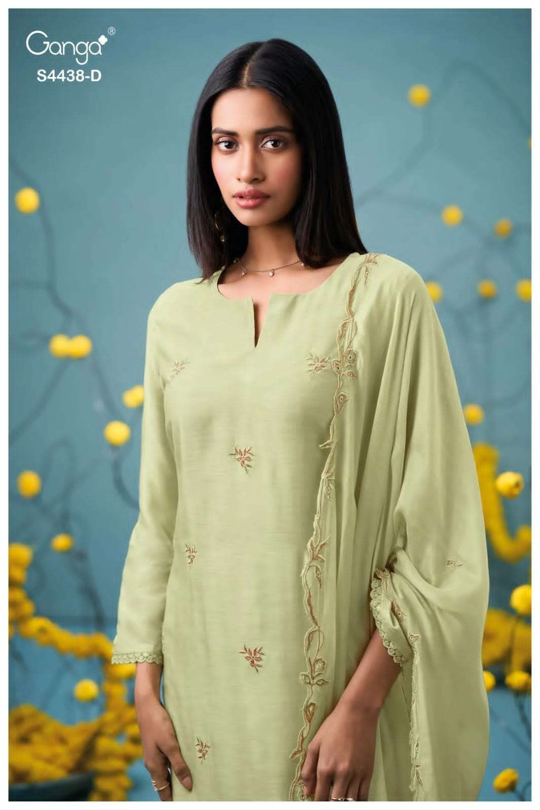 Ganga Fashion Firasha 4438 Pure Bemberg Silk Designer Dress Material