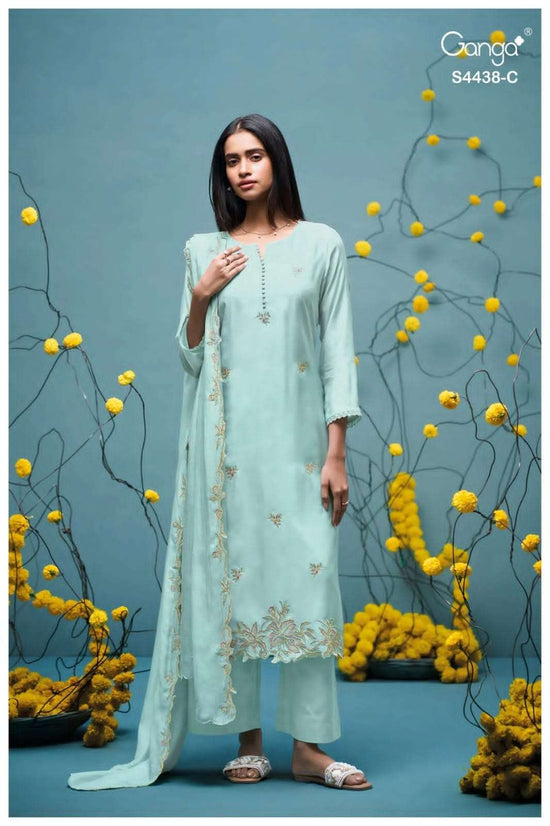 Ganga Fashion Firasha 4438 Pure Bemberg Silk Designer Dress Material
