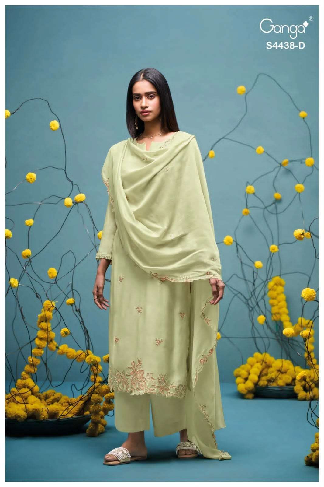 Ganga Fashion Firasha 4438 Pure Bemberg Silk Designer Dress Material