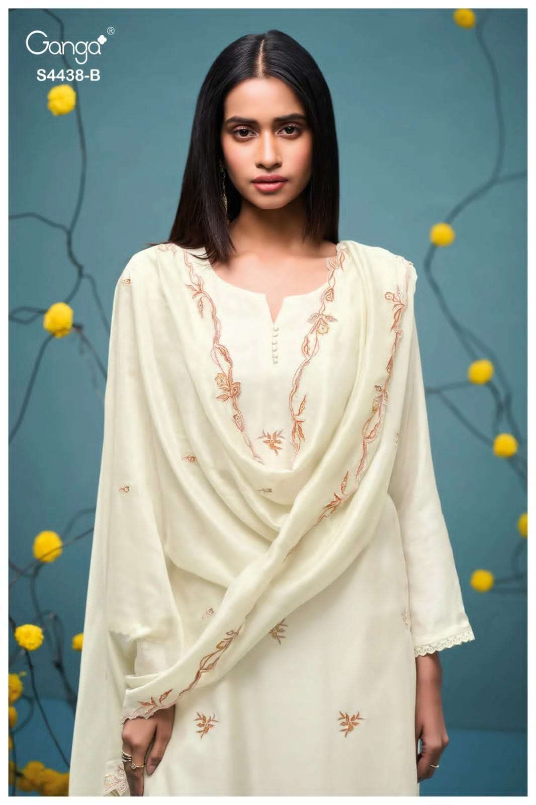 Ganga Fashion Firasha 4438 Pure Bemberg Silk Designer Dress Material