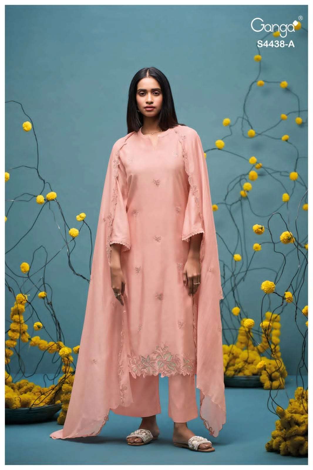 Ganga Fashion Firasha 4438 Pure Bemberg Silk Designer Dress Material