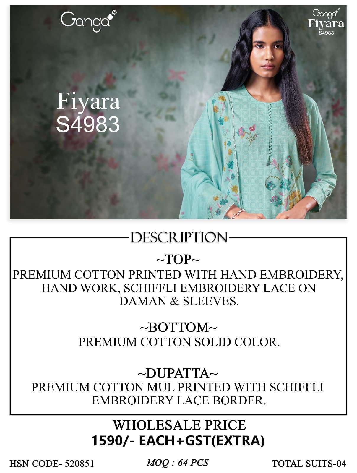 Ganga Fashion Fiyara 4983 Premium Cotton Dress Material