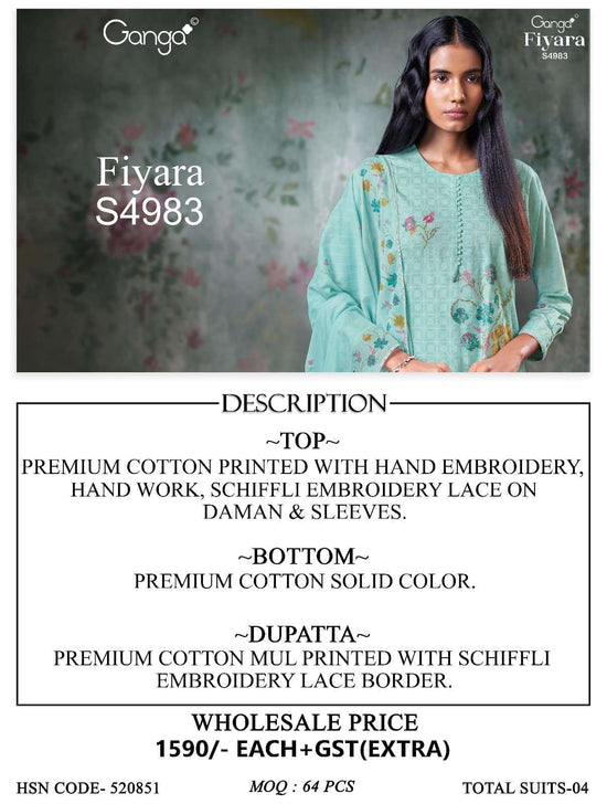 Ganga Fashion Fiyara 4983 Premium Cotton Dress Material