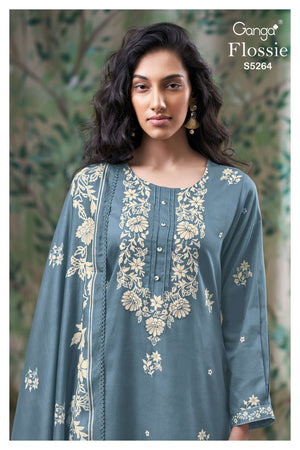 Ganga Fashion Flossie 5264 Pure Wool Pashmina Dress Material