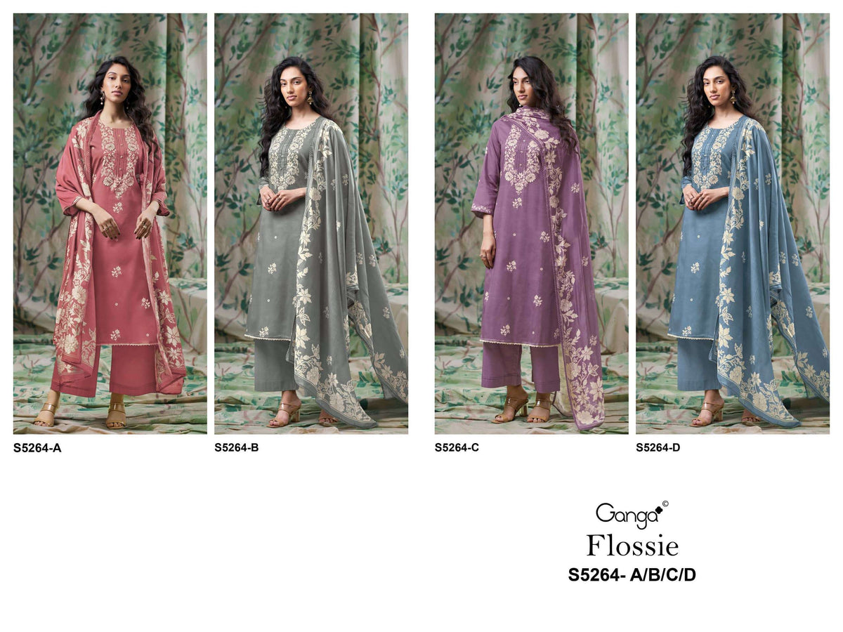 Ganga Fashion Flossie 5264 Pure Wool Pashmina Dress Material