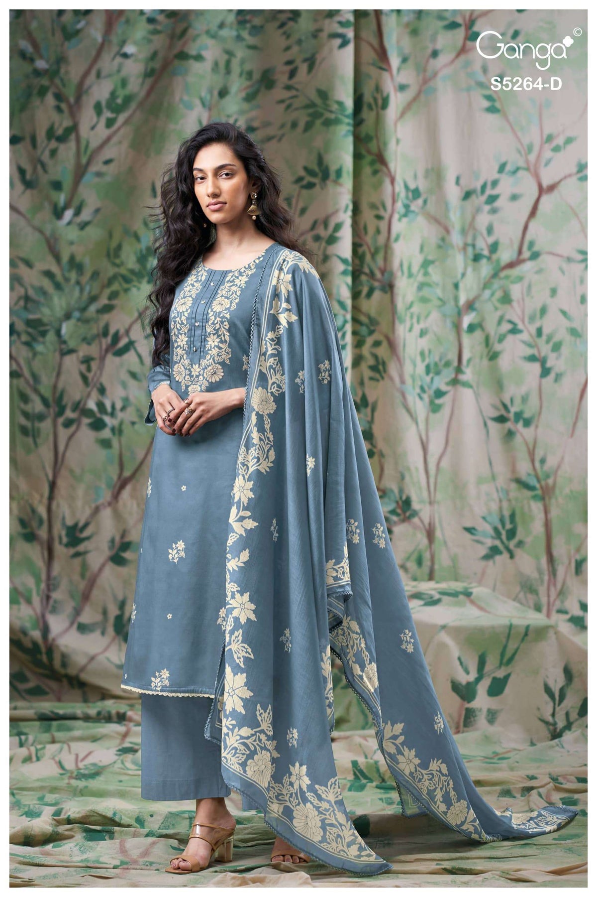 Ganga Fashion Flossie 5264 Pure Wool Pashmina Dress Material