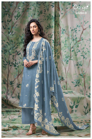 Ganga Fashion Flossie 5264 Pure Wool Pashmina Dress Material